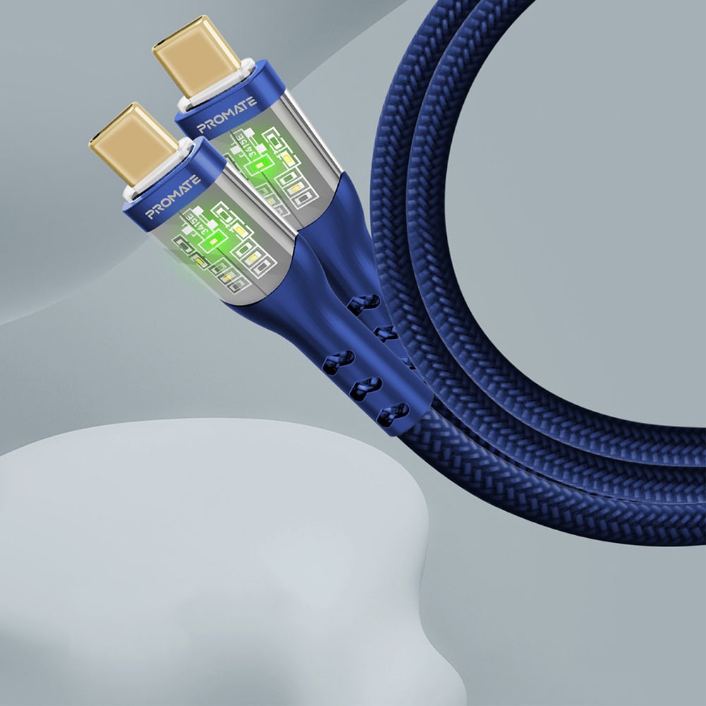 Cablu date PROMATE TransLine-CC200, USB-C - USB-C, 2m, albastru