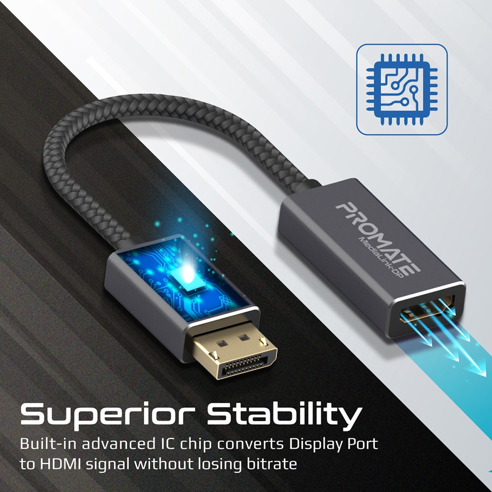 Adaptor DisplayPort la HDMI PROMATE MediaLink-DP, 0.2m, gri