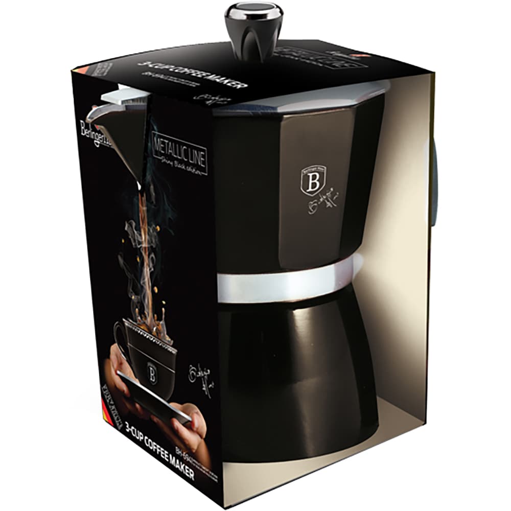 Espressor aragaz BERLINGER HAUS BH/6942, 6 cesti, aluminiu, negru