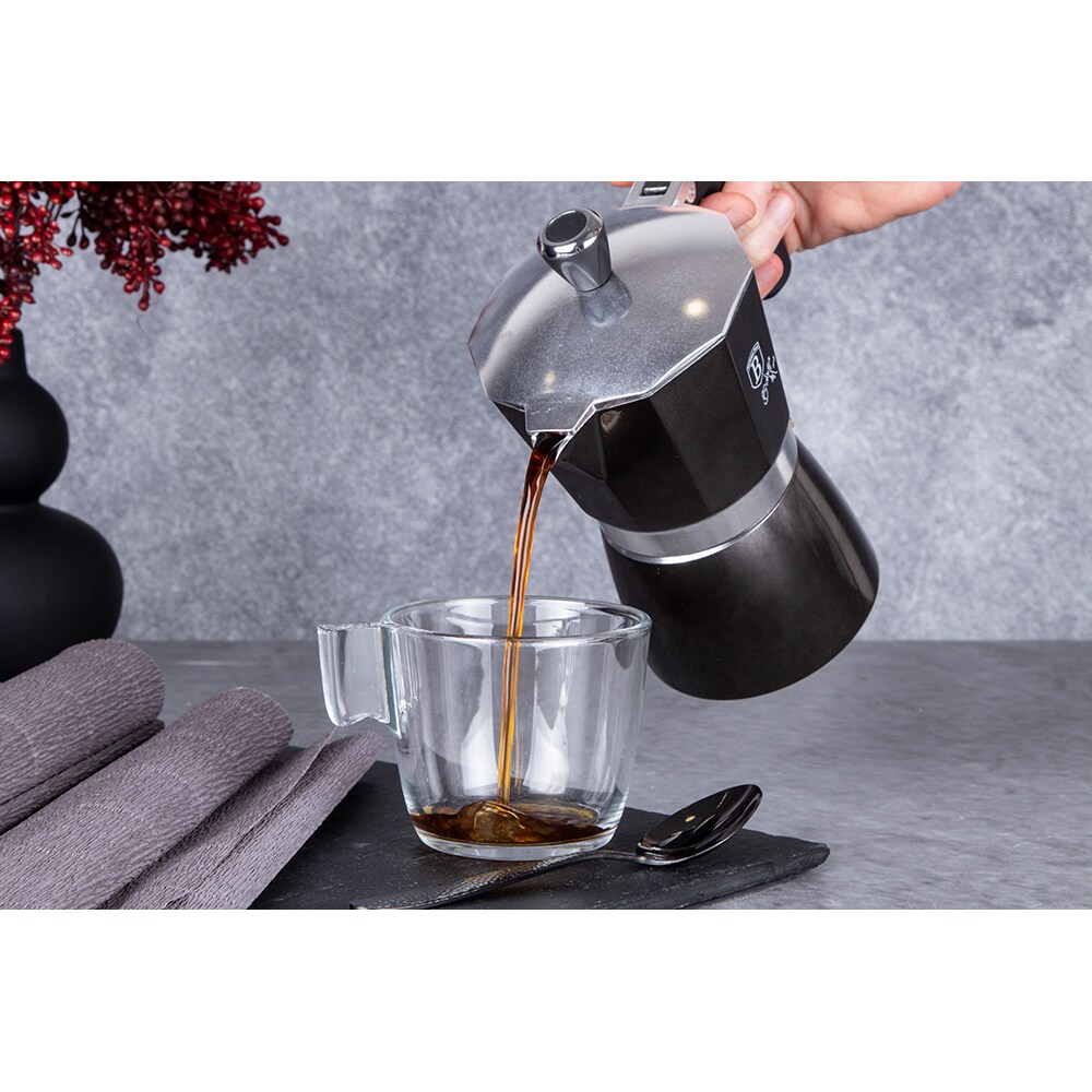Espressor aragaz BERLINGER HAUS BH/6942, 6 cesti, aluminiu, negru