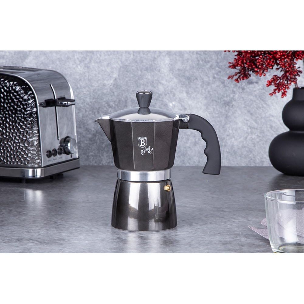 Espressor aragaz BERLINGER HAUS BH/6942, 6 cesti, aluminiu, negru