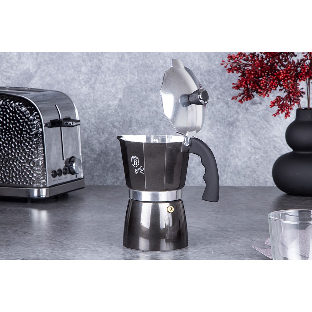 Espressor aragaz BERLINGER HAUS BH/6942, 6 cesti, aluminiu, negru