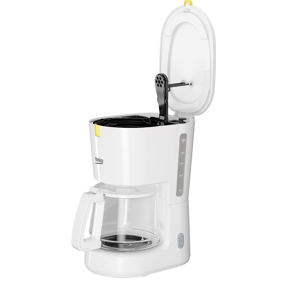 Cafetiera BEKO CFM4340W, 1.25l, 900W, pana la 10 cesti, alb-gri