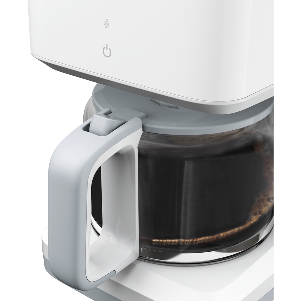 Cafetiera TEFAL Sense CM693110, 1.25l, 1000W, 15 cesti, ecran digital, alb-gri