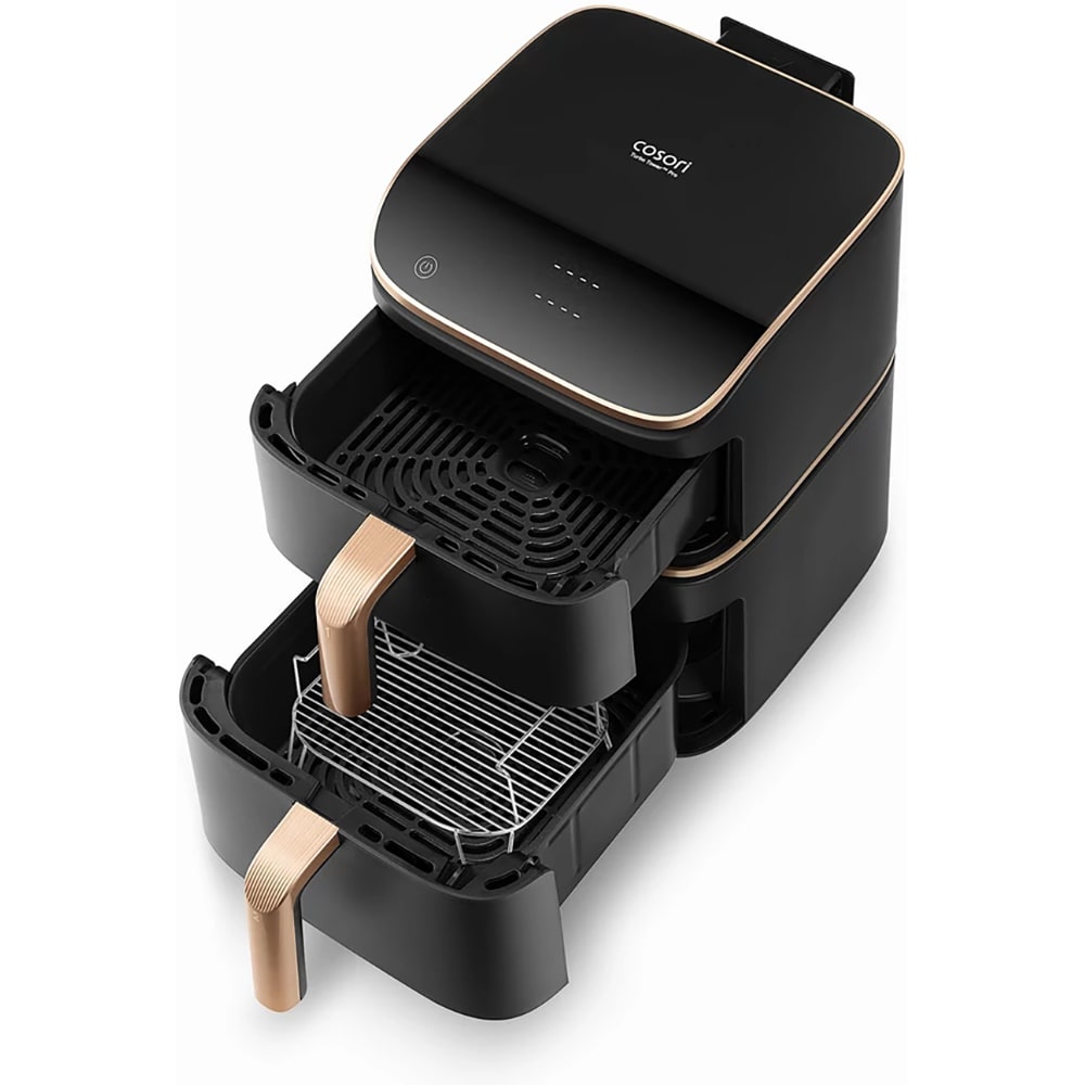 Friteuza cu aer cald dubla COSORI Turbo Tower Pro Smart CAFDC123SDEUR, 10.8l,  2630W, 3 rezistente, negru-auriu