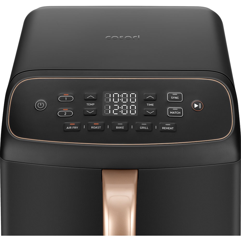 Friteuza cu aer cald dubla COSORI Turbo Tower Compact CAF-DC861-CEUR, 8.6l, 2630W, negru-auriu