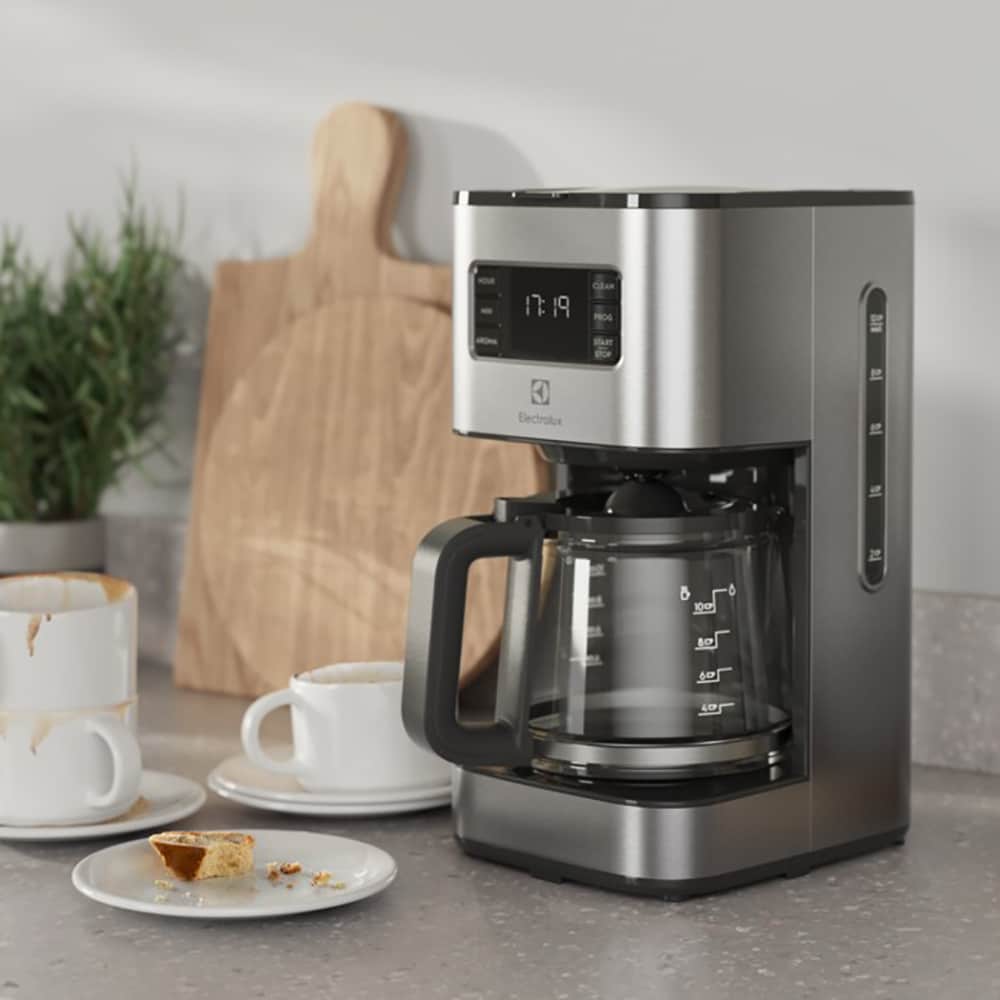 Cafetiera ELECTROLUX Create 5 E5CM1-6ST, 1.37l, 1000W, 10 cesti, argintiu-negru