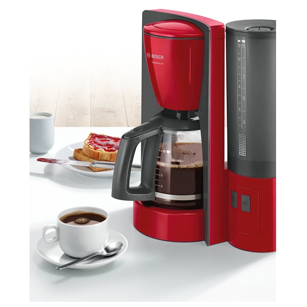Cafetiera BOSCH ComfortLine TKA6A044, 1.25l, 1200W, 15 cesti, rosu-gri inchis