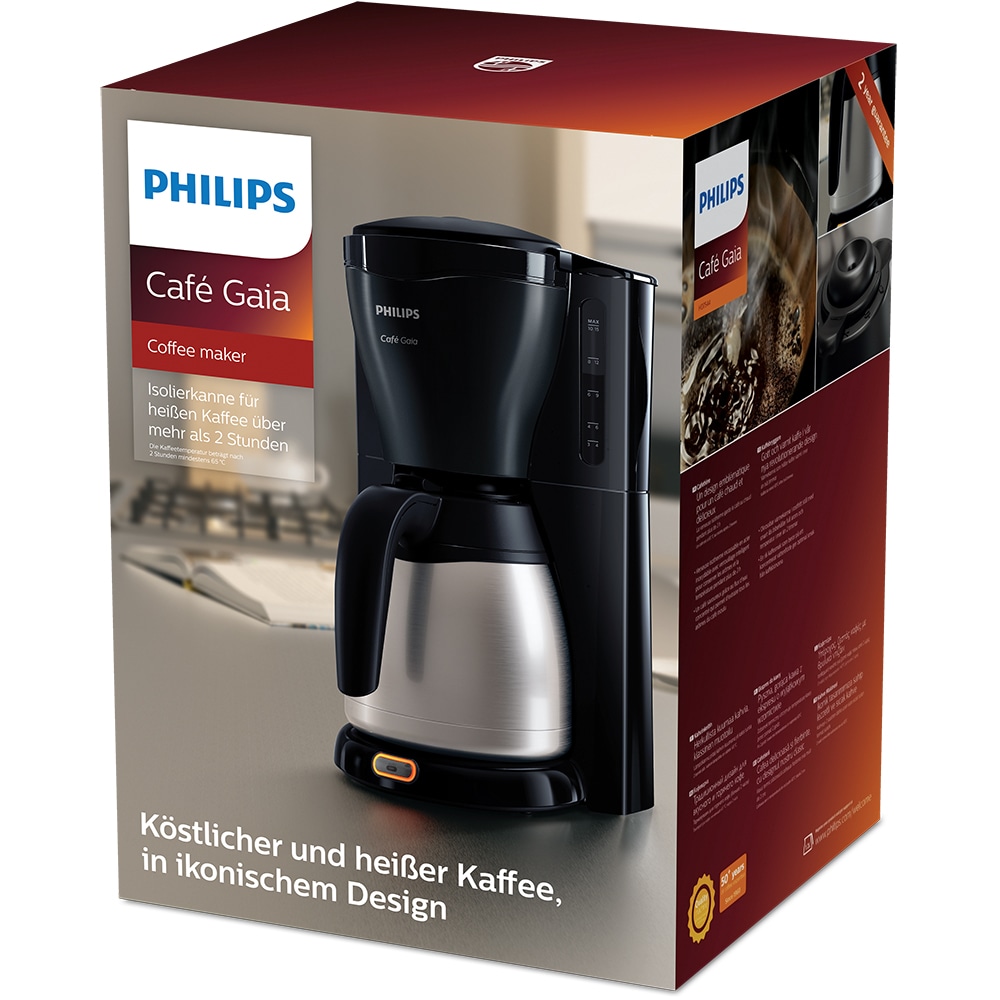 Cafetiera PHILIPS Cafe Gaia HD7544/20, 1.2l, 1000W, 15 cesti, negru-argintiu