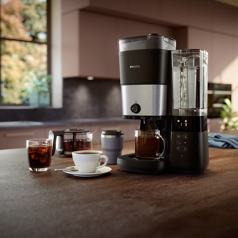 Cafetiera PHILIPS HD7900/50 All-in-1Brew HD7900/50, 1.25l, 1000W, 10 cesti, negru-argintiu
