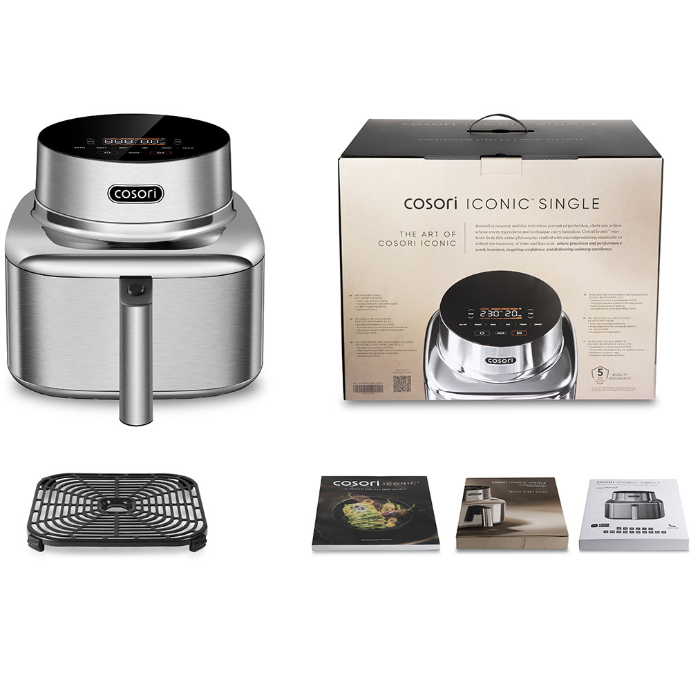 Friteuza cu aer cald COSORI Iconic CAF-SE601-SCEU, 6.2l, 1725W, argintiu