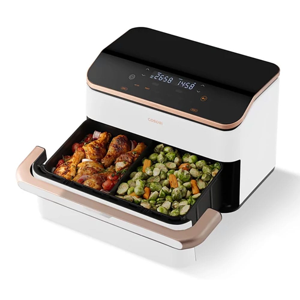Friteuza cu aer cald dubla COSORI CAF-TF101S-WEUR-277A, 10l, 2800W, alb-auriu