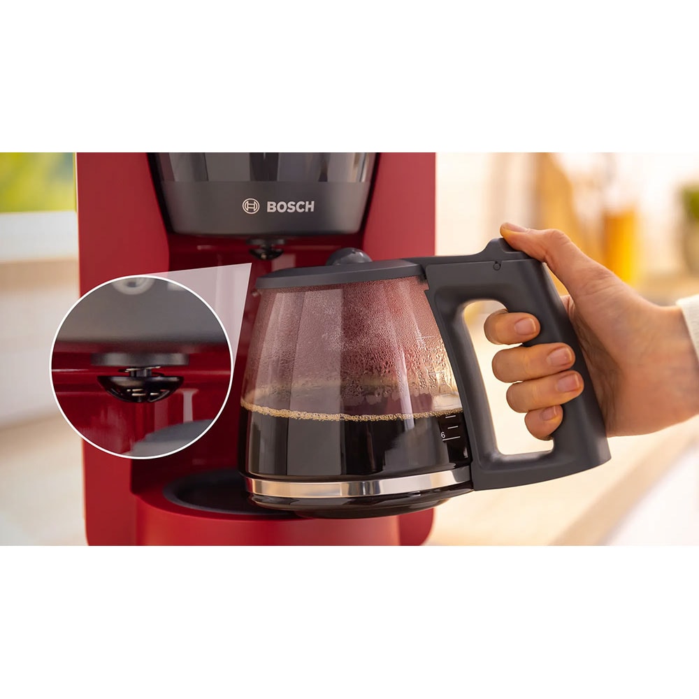 Cafetiera BOSCH MyMoment TKA3M134, 1.4l, 1200W, 15 cesti, rosu-gri inchis