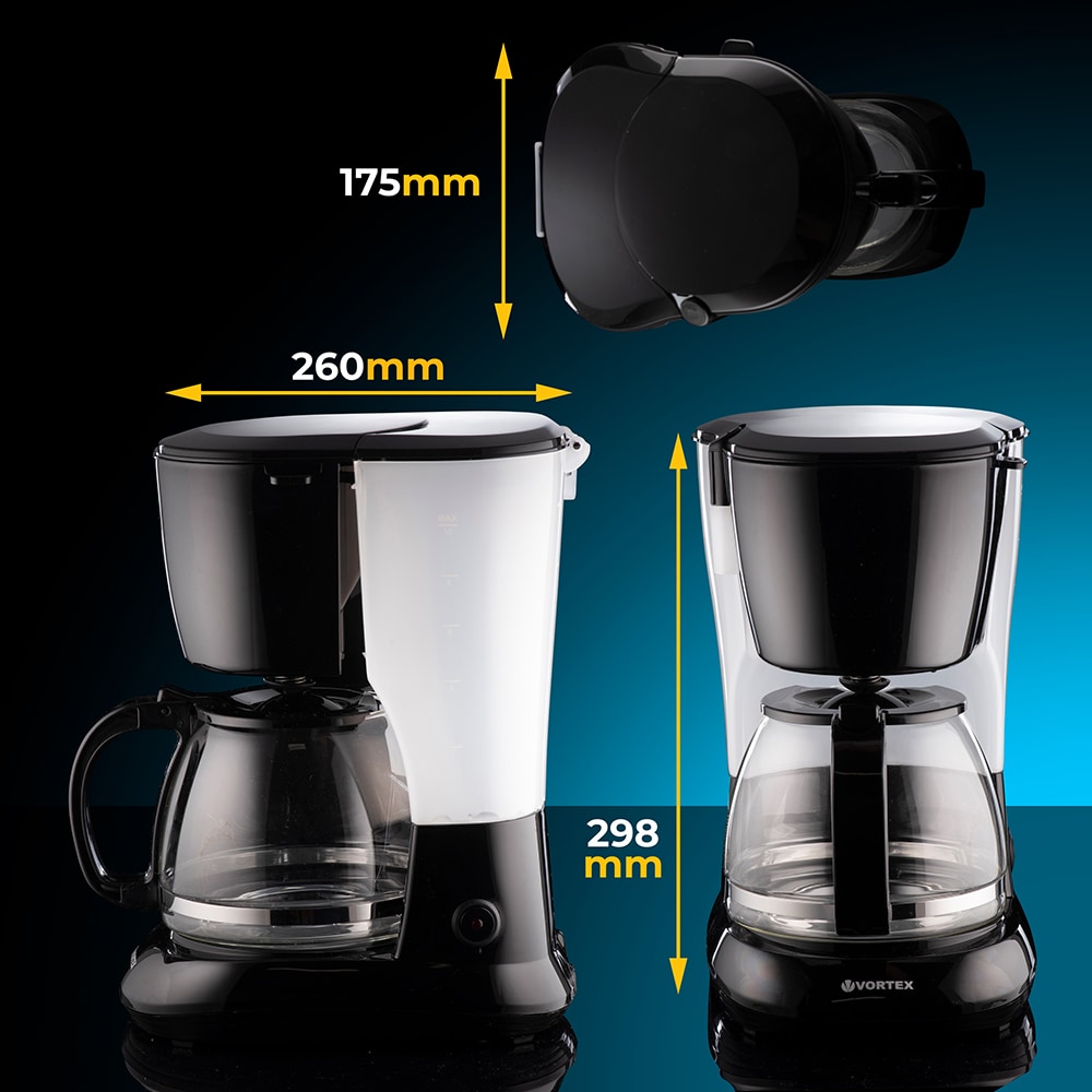 Cafetiera VORTEX VO4012, 1.25l, 750W, 10 cesti, negru
