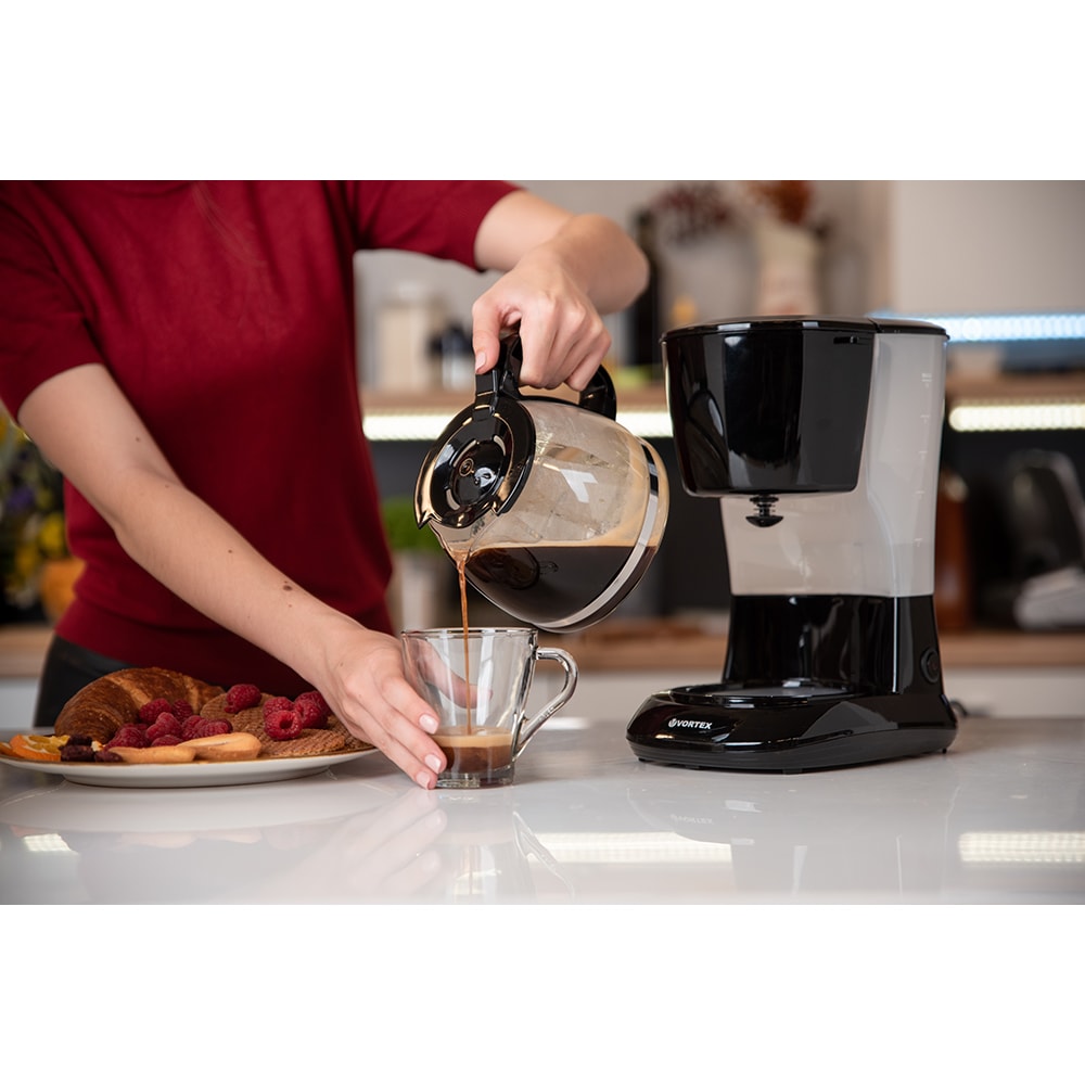 Cafetiera VORTEX VO4012, 1.25l, 750W, 10 cesti, negru