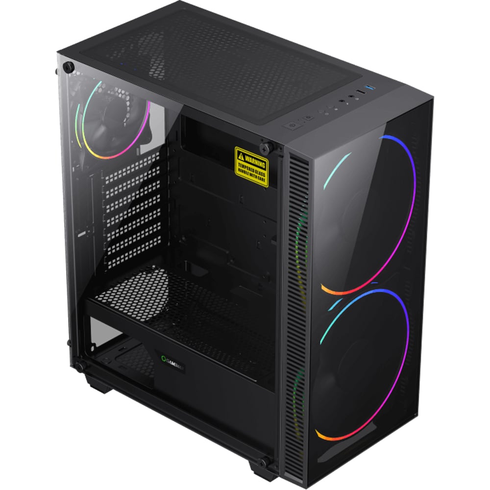 Carcasa PC GAMEMAX Black Hole, USB 3.0, fara sursa, iluminare ARGB, negru