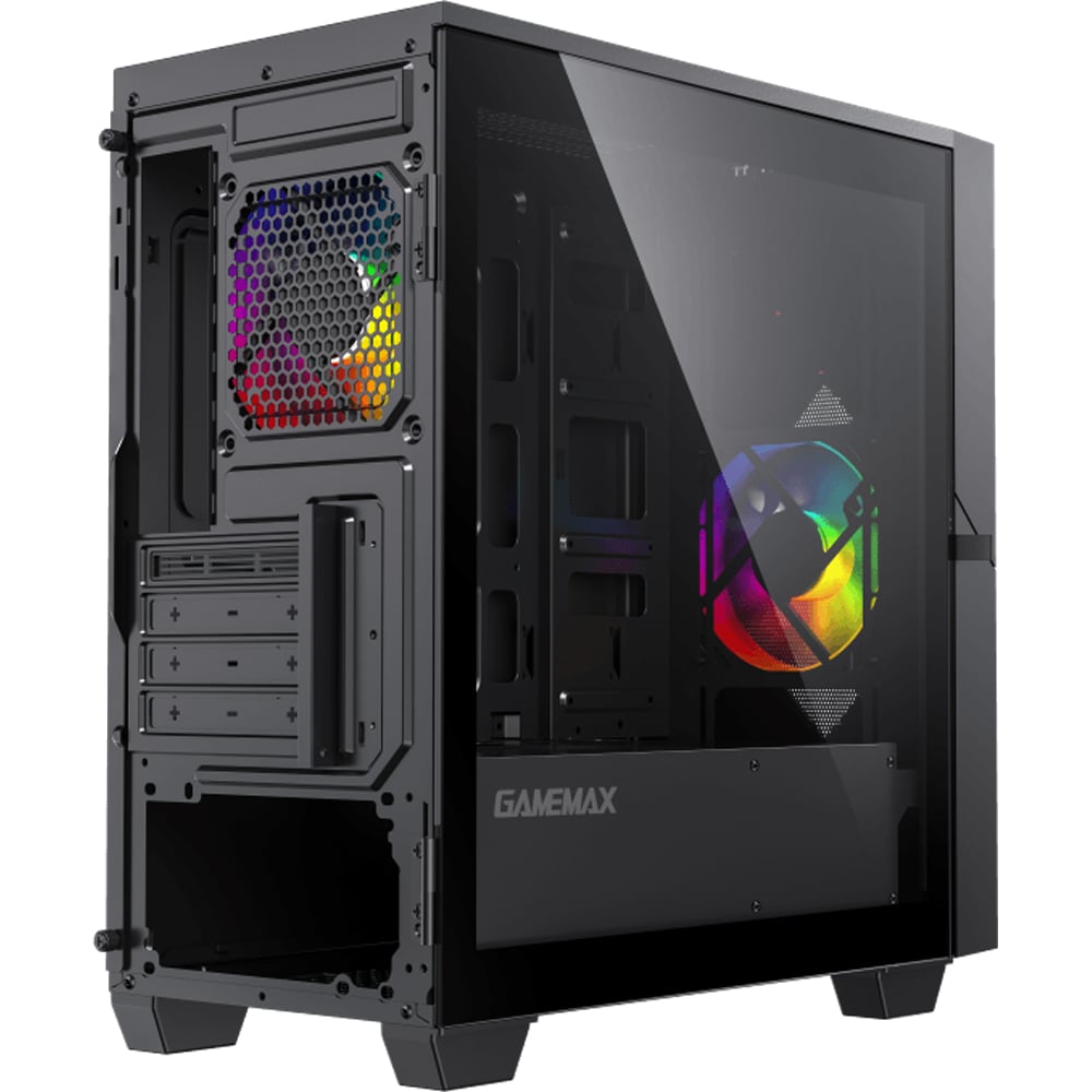 Carcasa PC GAMEMAX Cyclops Black Red, USB 3.0, fara sursa, iluminare ARGB, negru