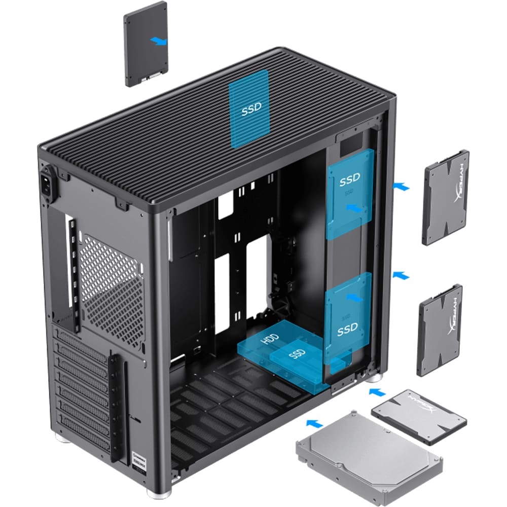 Carcasa PC GAMEMAX Meshbox Black, USB 3.2 type C, fara sursa, negru