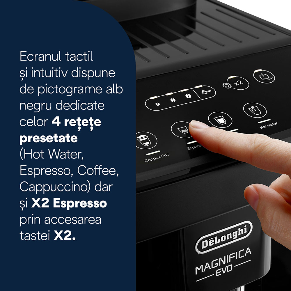 Espressor automat DELONGHI Magnifica Evo ECAM293.52.B, 1,8l, 1450W, 15 bar, negru