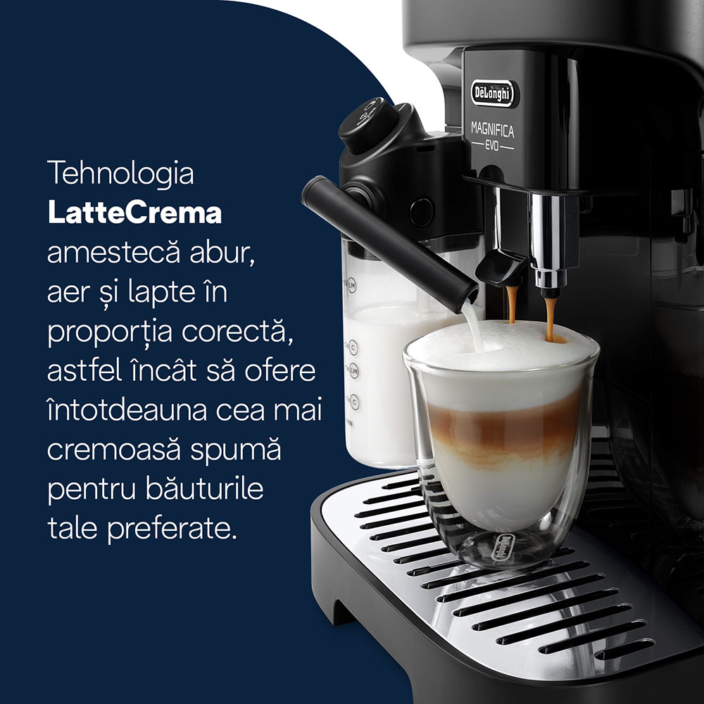 Espressor automat DELONGHI Magnifica Evo ECAM293.52.B, 1,8l, 1450W, 15 bar, negru