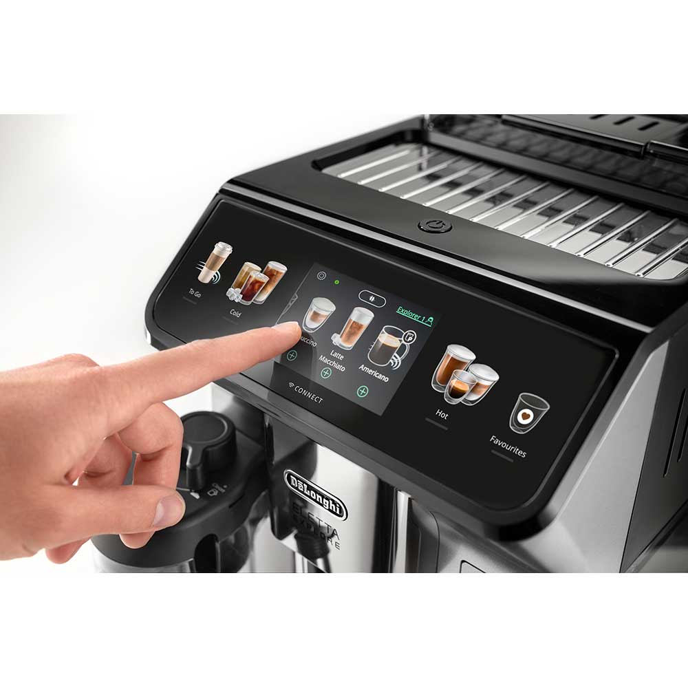 Espressor automat DELONGHI Eletta Explore ECAM 450.65.S, 1.8l, 1450W, 19 bar, 50+bauturi calde si reci, argintiu-negru