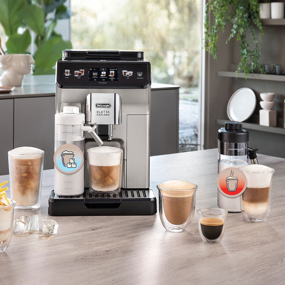 Espressor automat DELONGHI Eletta Explore ECAM 450.65.S, 1.8l, 1450W, 19 bar, 50+bauturi calde si reci, argintiu-negru
