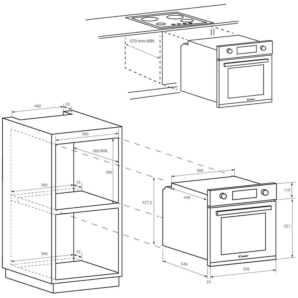 Cuptor incorporabil CANDY FIDCP N625 L, Electric, Autocuratare AquaClean, 70 l, Clasa A+, negru