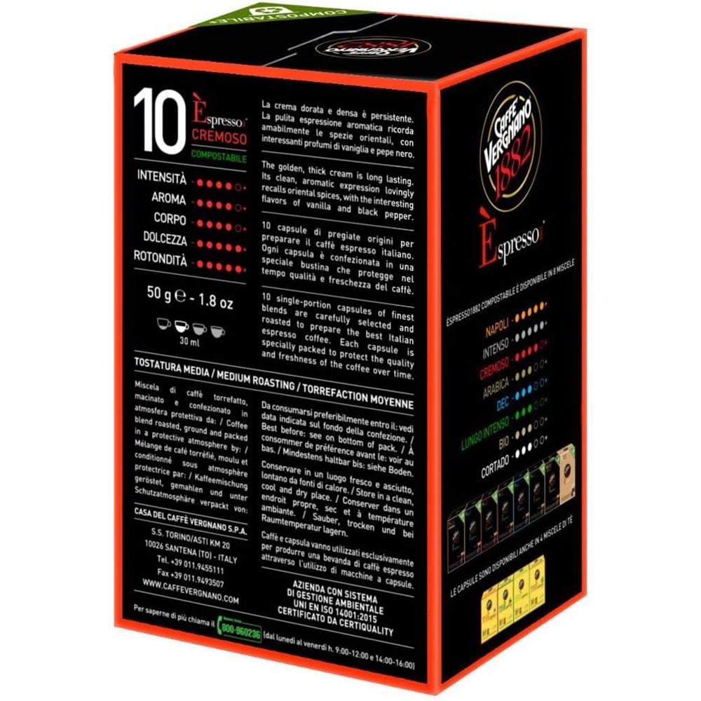 Capsule cafea VERGNANO Cremoso, compatibile Nespresso, 10 capsule, 55g