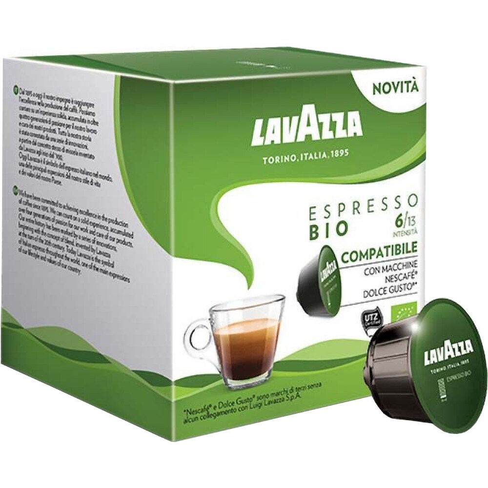 Capsule cafea LAVAZZA Espresso Bio, compatibile Dolce Gusto, 16 capsule, 128g