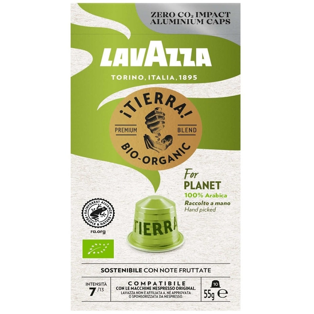 Capsule cafea LAVAZZA Tierra Bio For Planet, compatibile Nespresso, 10 capsule, 57g