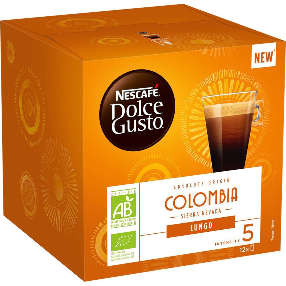 Capsule cafea NESCAFE Lungo Columbia BIO, compatibile Dolce Gusto, 12 capsule, 84g
