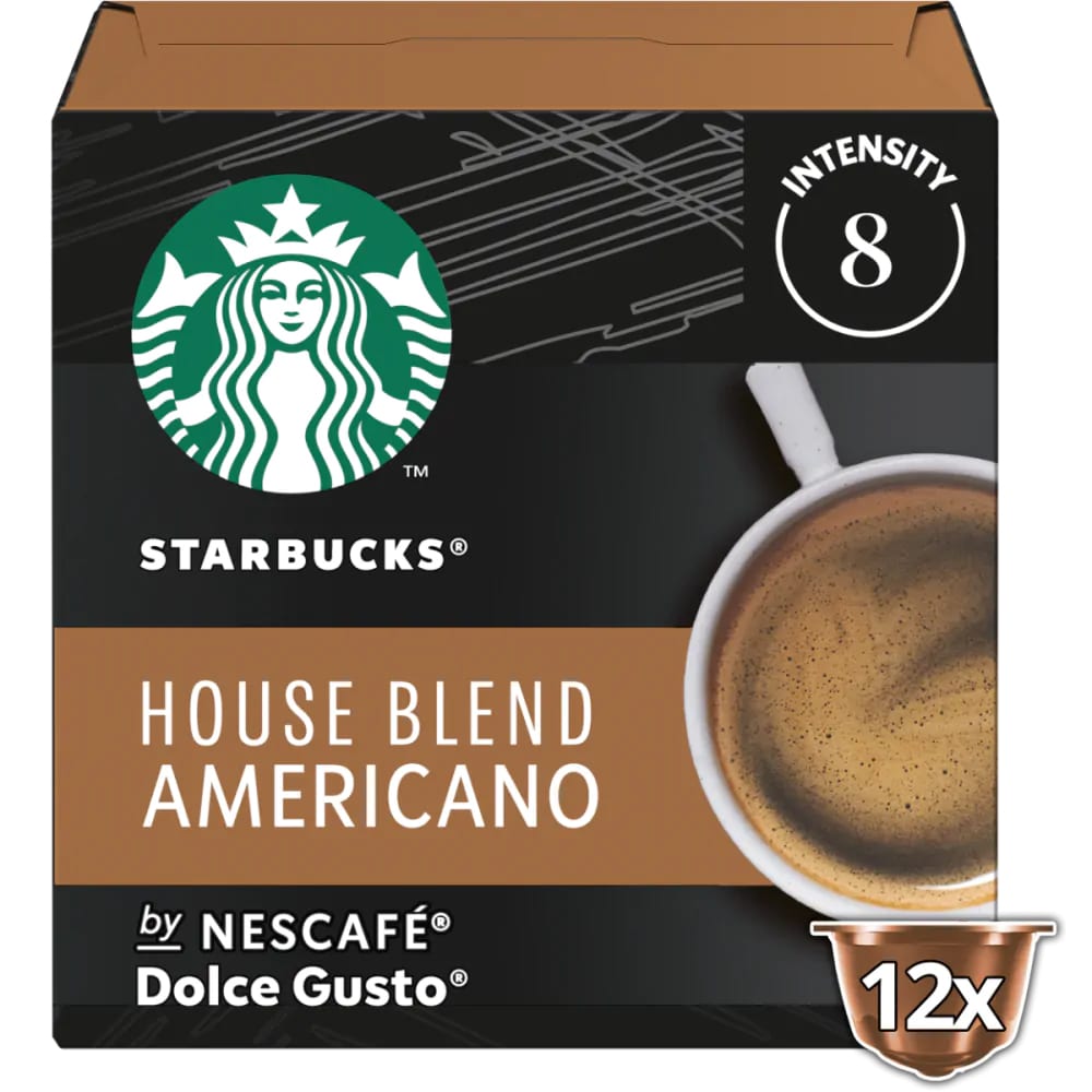 Capsule cafea STARBUCKS Americano House Blend, compatibile Dolce Gusto, 12 capsule, 102g