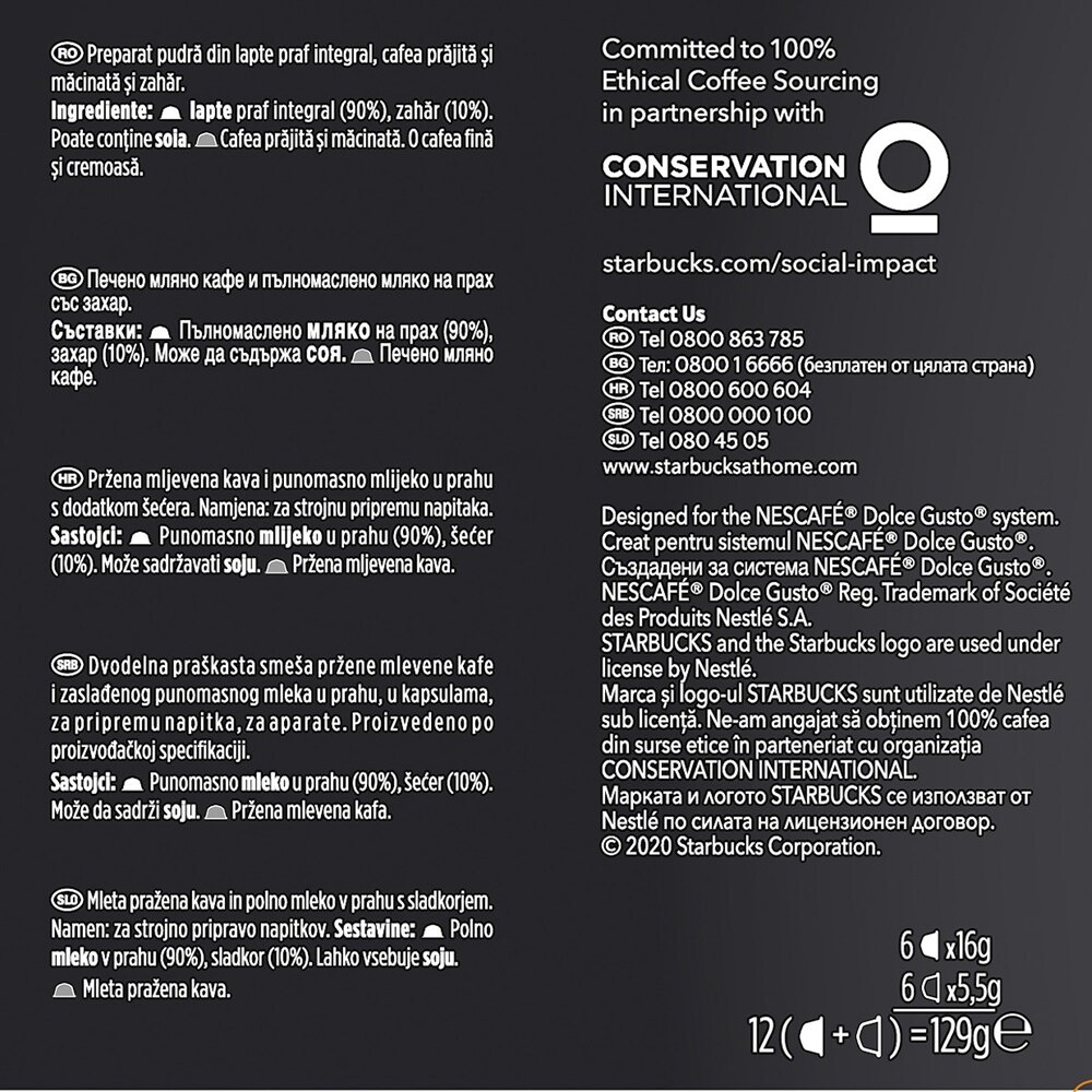 Capsule cafea STARBUCKS Latte Macchiato, compatibile Dolce Gusto, 12 capsule, 129g