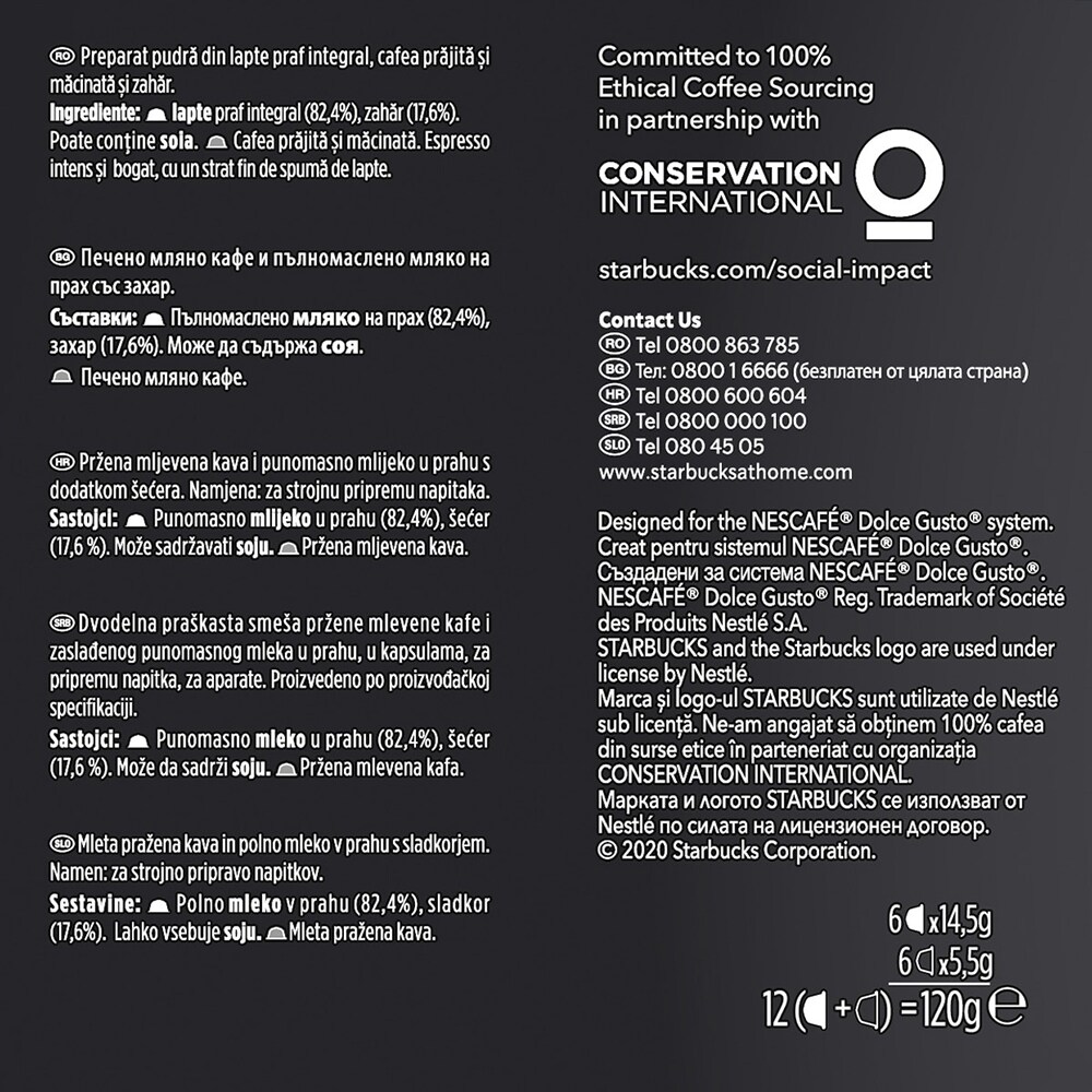Capsule cafea STARBUCKS Cappuccino, compatibile Dolce Gusto, 12 capsule, 120g