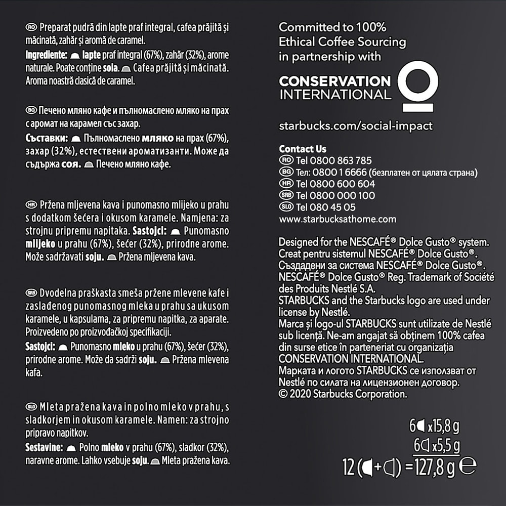 Capsule cafea STARBUCKS Caramel Macchiato, compatibile Dolce Gusto, 12 capsule, 127.8g