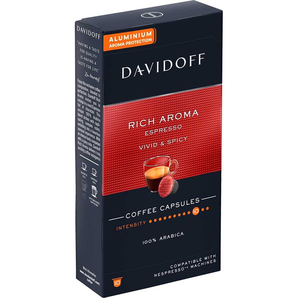 Capsule cafea DAVIDOFF Rich Aroma Espresso, compatibile Nespresso, 10 capsule, 55g 