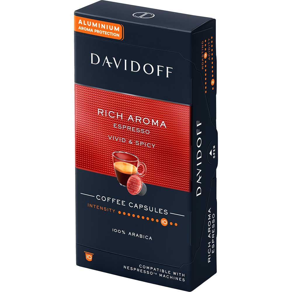 Capsule cafea DAVIDOFF Rich Aroma Espresso, compatibile Nespresso, 10 capsule, 55g 