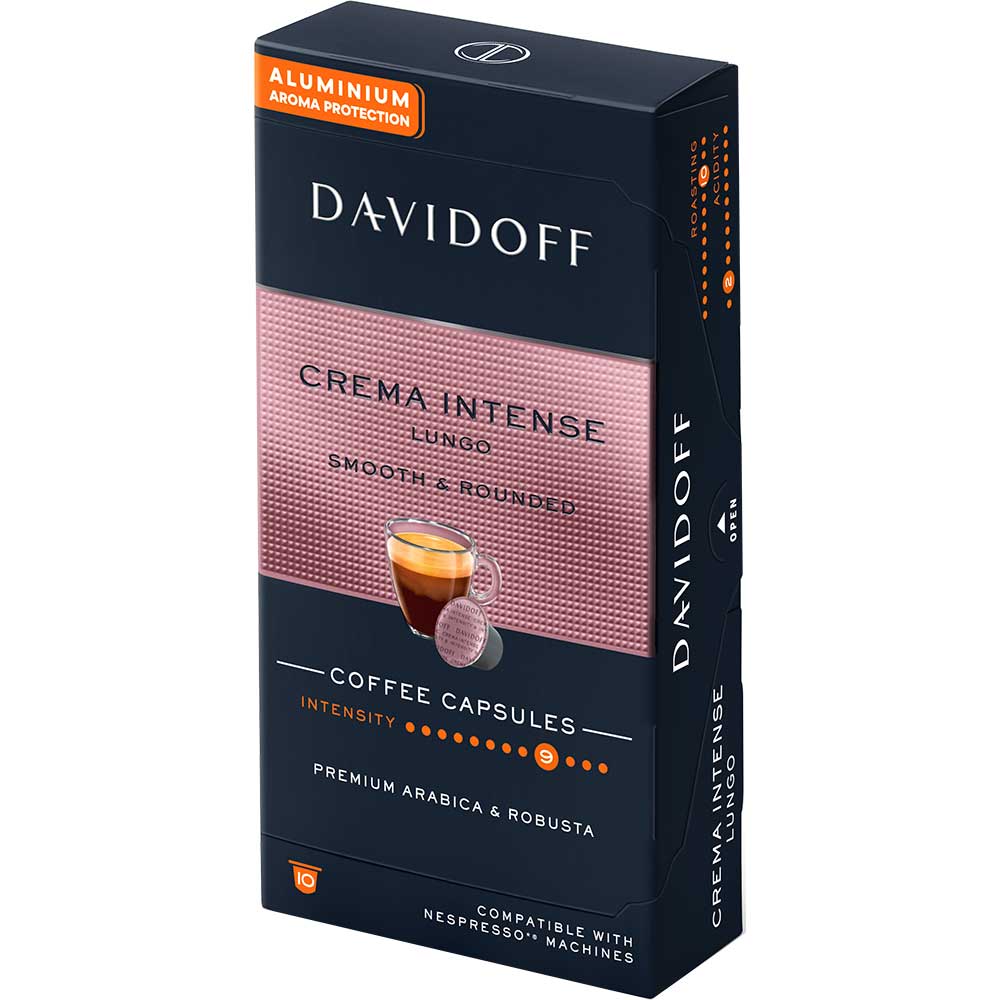 Capsule cafea DAVIDOFF Cafe Crema Intense Lungo, compatibile Nespresso, 10 capsule, 55g