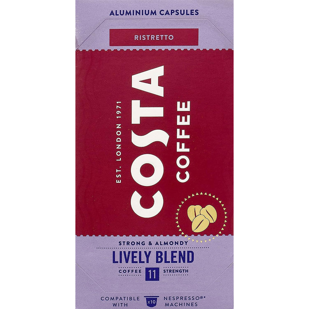 Capsule cafea COSTA COFFEE Lively Blend Ristretto, compatibile Nespresso, 10 capsule, 57g