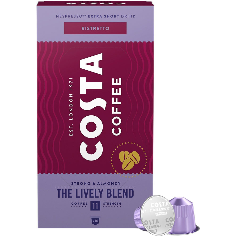Capsule cafea COSTA COFFEE Lively Blend Ristretto, compatibile Nespresso, 10 capsule, 57g