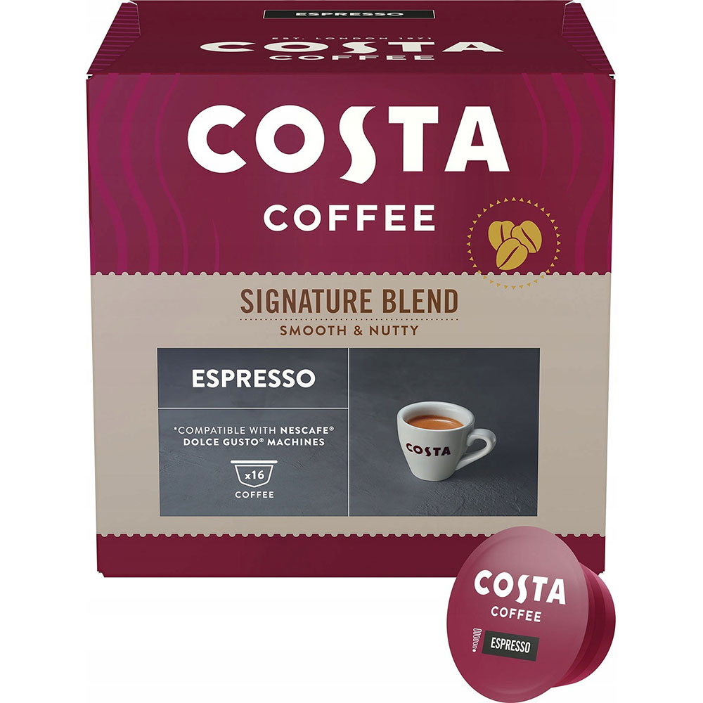 Capsule cafea COSTA COFFEE Signature Blend Espresso, compatibile Dolce Gusto, 16 capsule, 120g