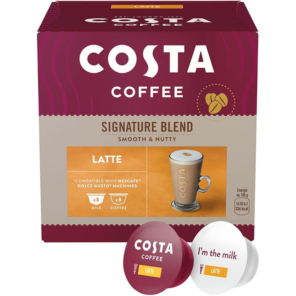 Capsule cafea COSTA COFFEE Signature Blend Latte, compatibile Dolce Gusto, 16 capsule, 182.4g