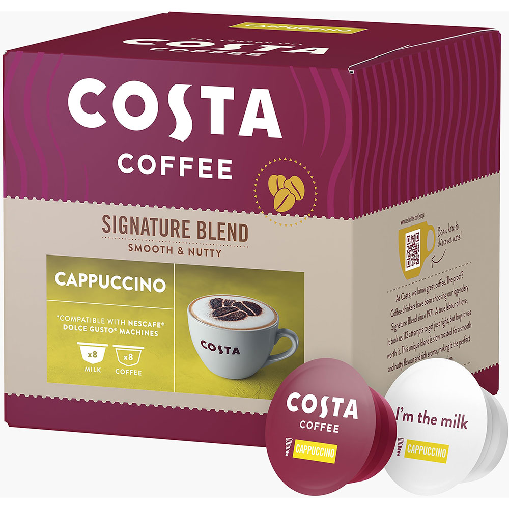 Capsule cafea COSTA COFFEE Signature Blend Cappuccino, compatibile Dolce Gusto, 16 capsule, 152g