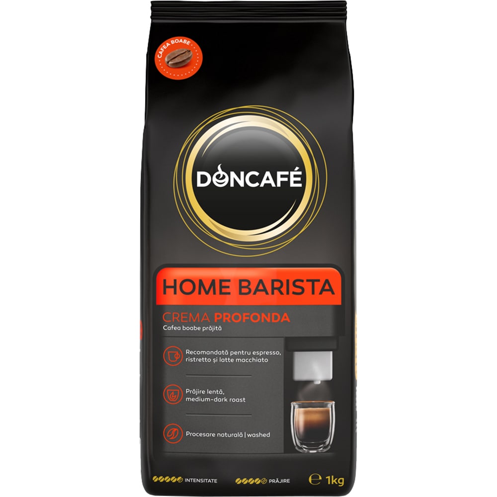 Pachet cafea boabe DONCAFE Home Barista Crema Profonda, 2 x 1000g