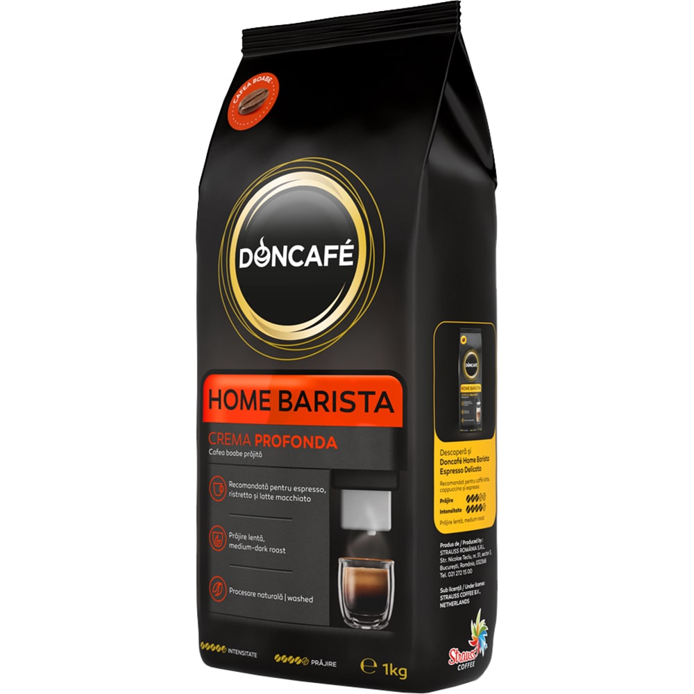 Pachet cafea boabe DONCAFE Home Barista Crema Profonda, 2 x 1000g