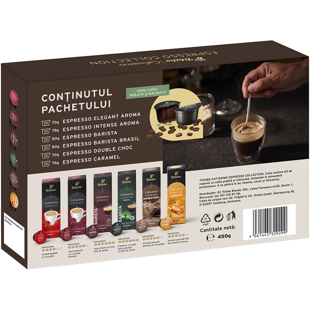 Capsule cafea TCHIBO Espresso Collection, compatibile Cafissimo, 60 capsule, 450g