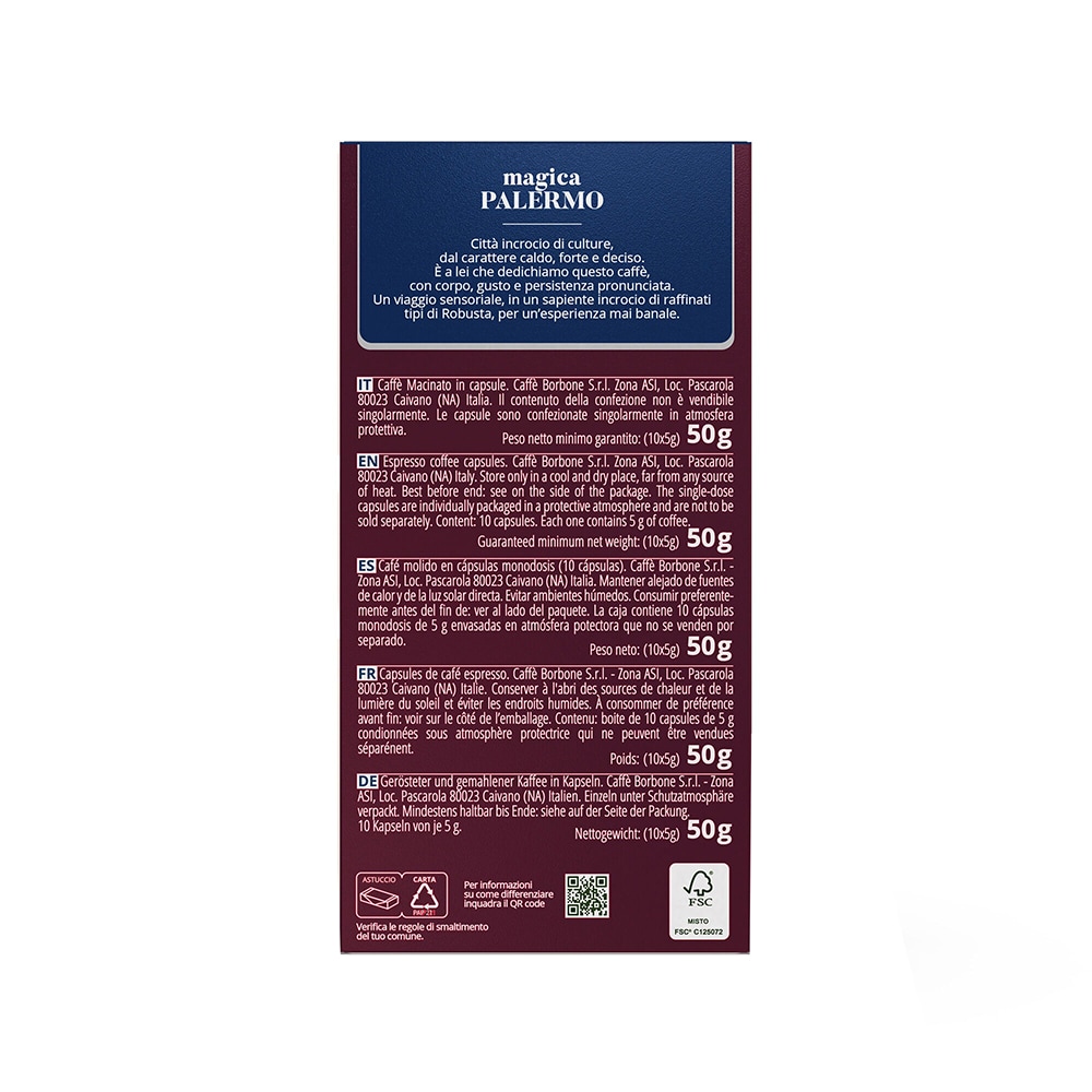 Capsule cafea BORBONE Magica Palermo, compatibile Nespresso, 10 capsule, 50g