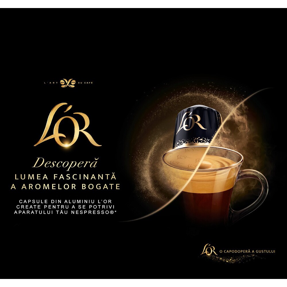 Capsule cafea L'OR Espresso Decaffeinato, compatibile Nespresso, 10 capsule, 52g