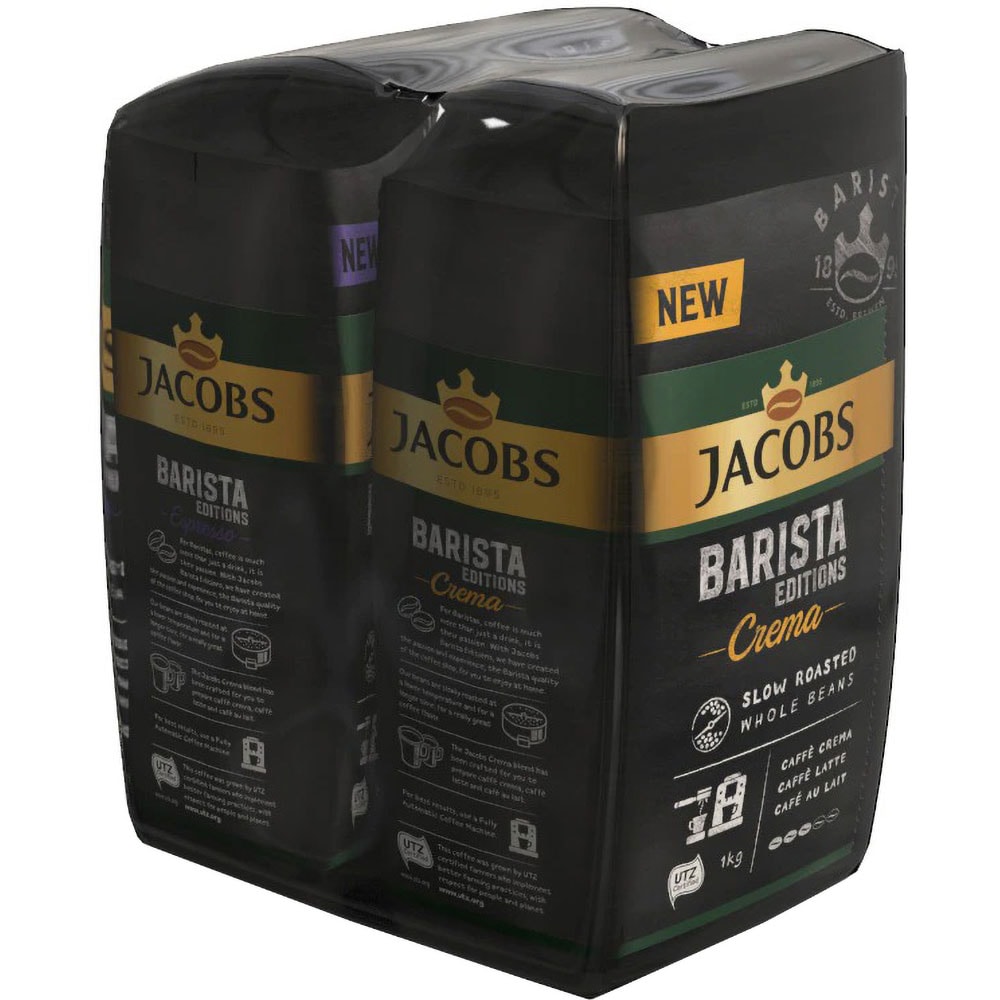 Pachet cafea boabe JACOBS Barista Editions Espresso & Jacobs Barista Crema, 2 x 1000g