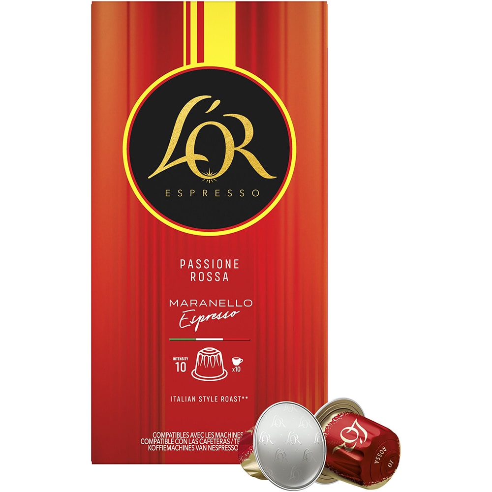 Capsule cafea L'OR Passione Rossa Maranello Espresso, compatibile Nespresso, 10 capsule, 52g